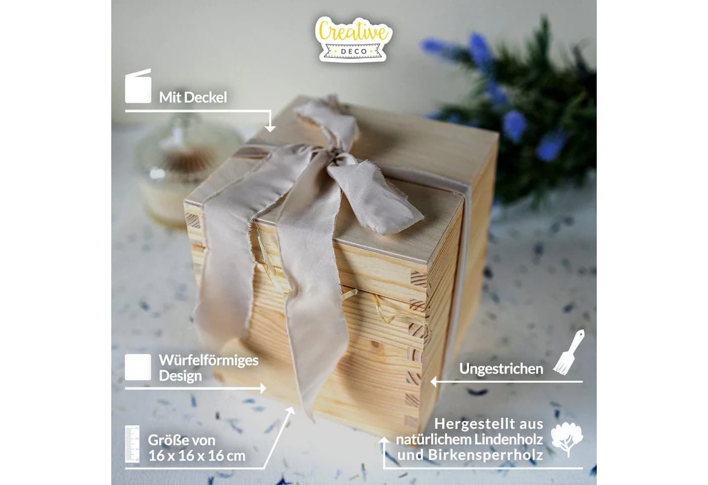 Creative Deco Holz-Schatzkiste mit Schloss & Deckel - Bild 4