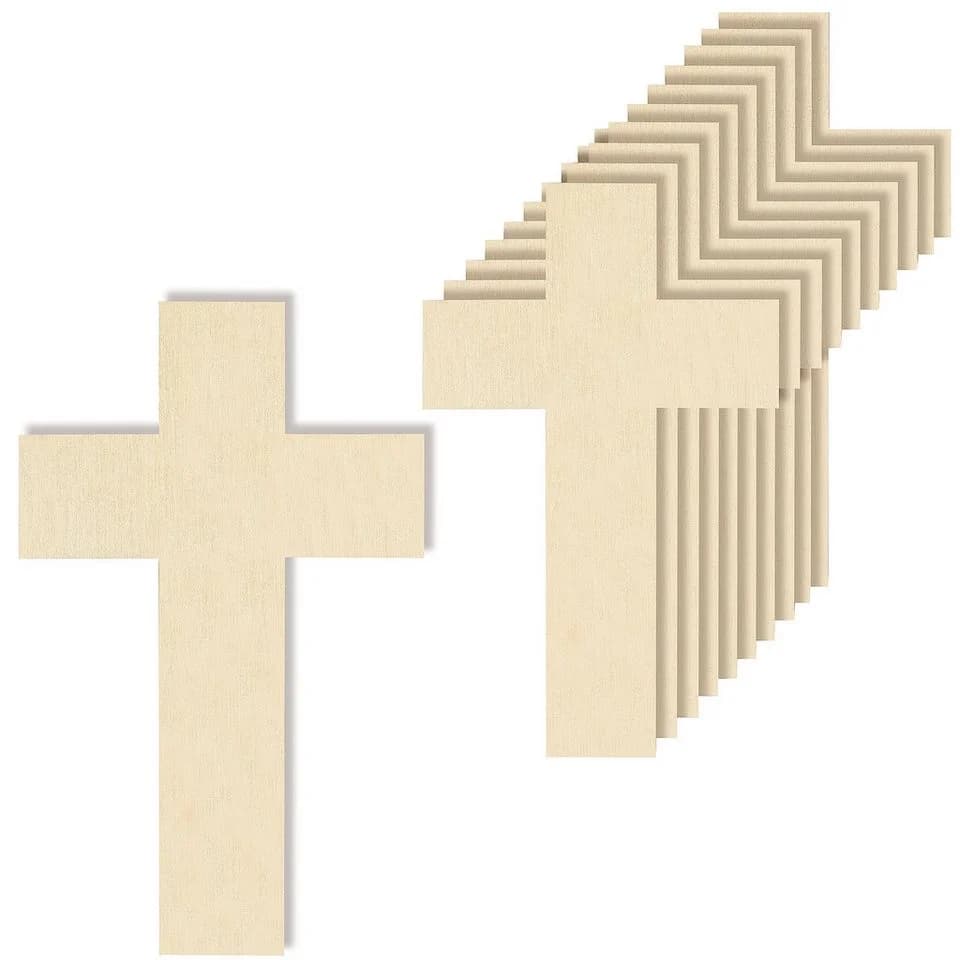 Creative Deco Hängedekoration 10x Kreuz Anhänger Sperrholz - Bild 2