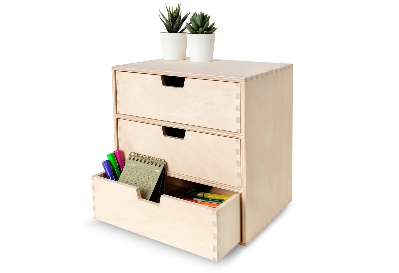 Creative Deco Schubladenbox 3-tlg. Birkensperrholz Mini-Kommode - Bild 2