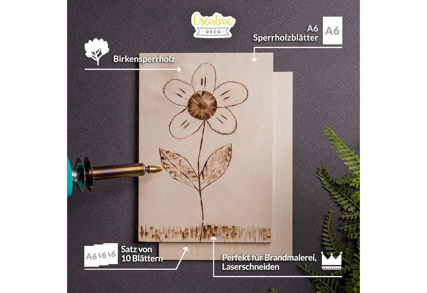 Creative Deco Birkensperrholzplatte 3mm 10-tlg. Bastelnaturmaterial - Bild 4