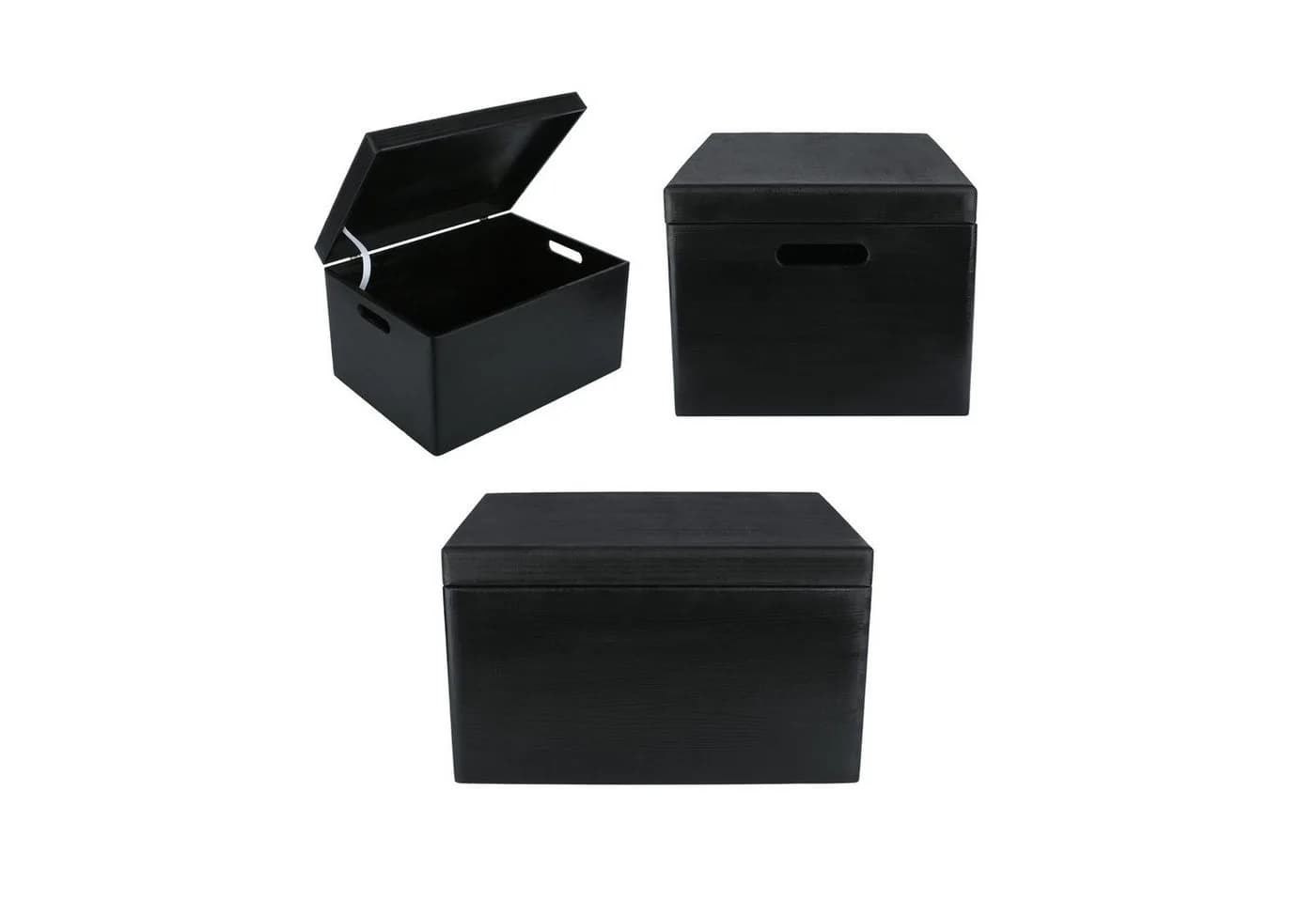 Creative Deco Holzkiste XXL Schwarz mit Griffen und Scharnieren - Bild 5