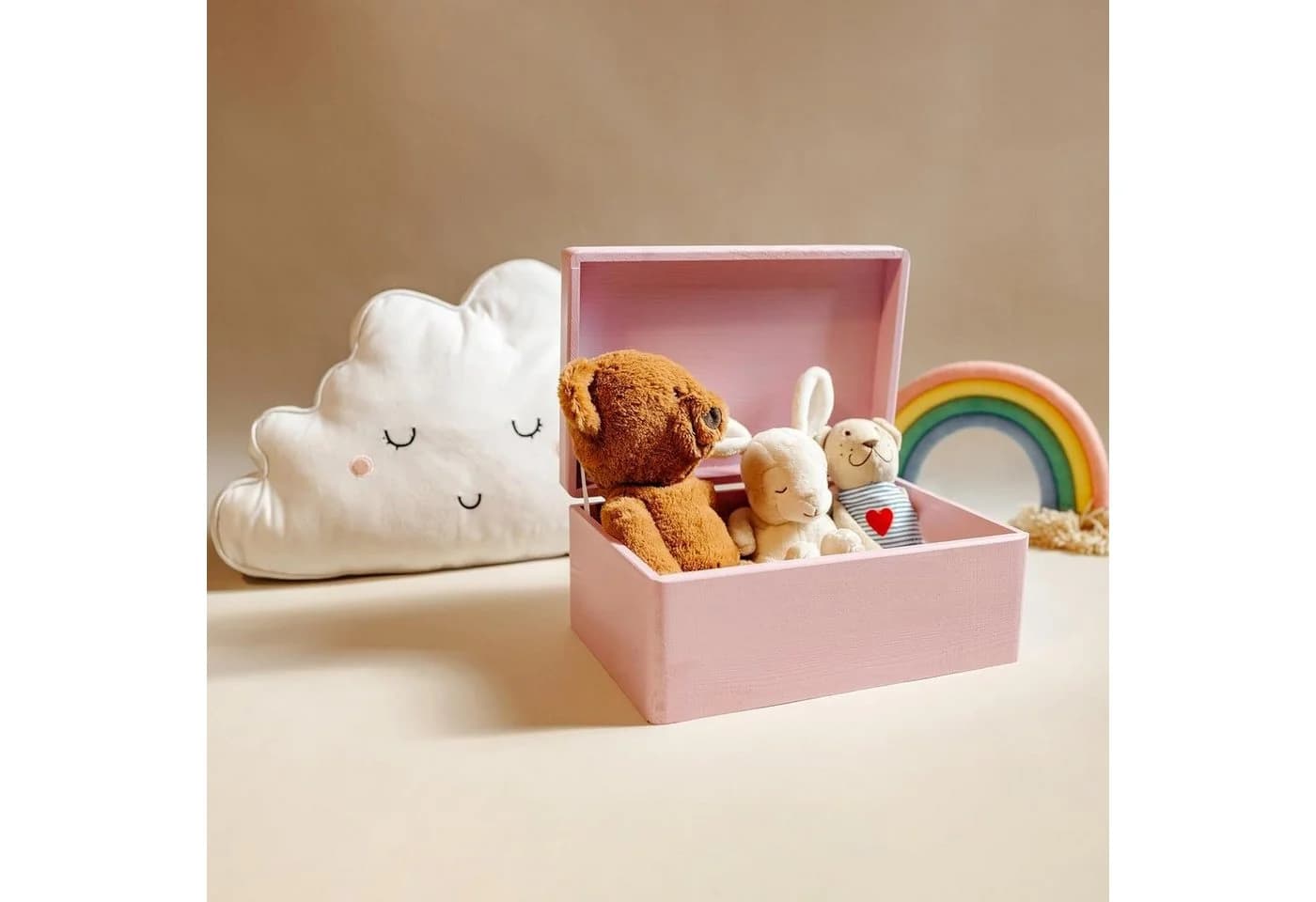 Creative Deco Holzkiste mit Deckel Rosa Aufbewahrungsbox