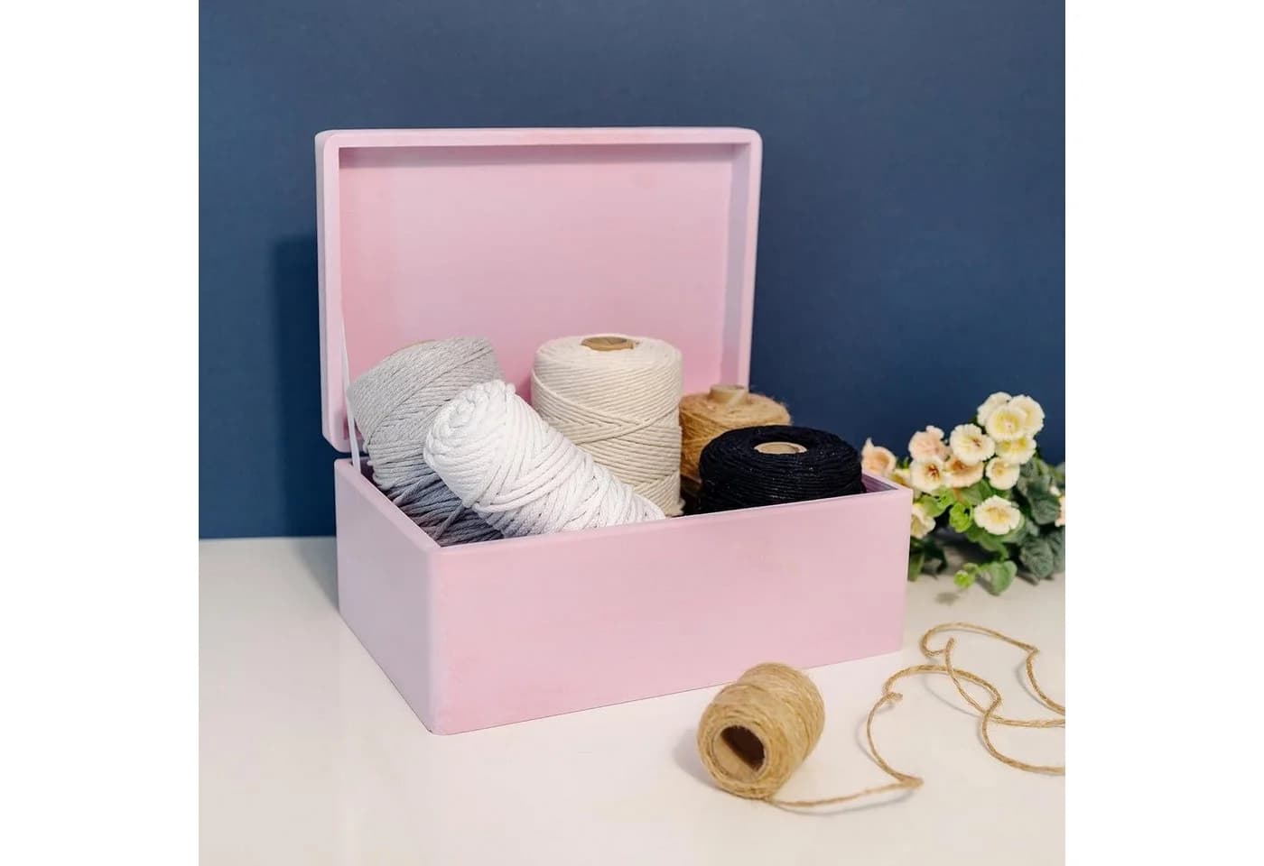 Creative Deco Holzkiste mit Deckel Rosa Aufbewahrungsbox - Bild 4