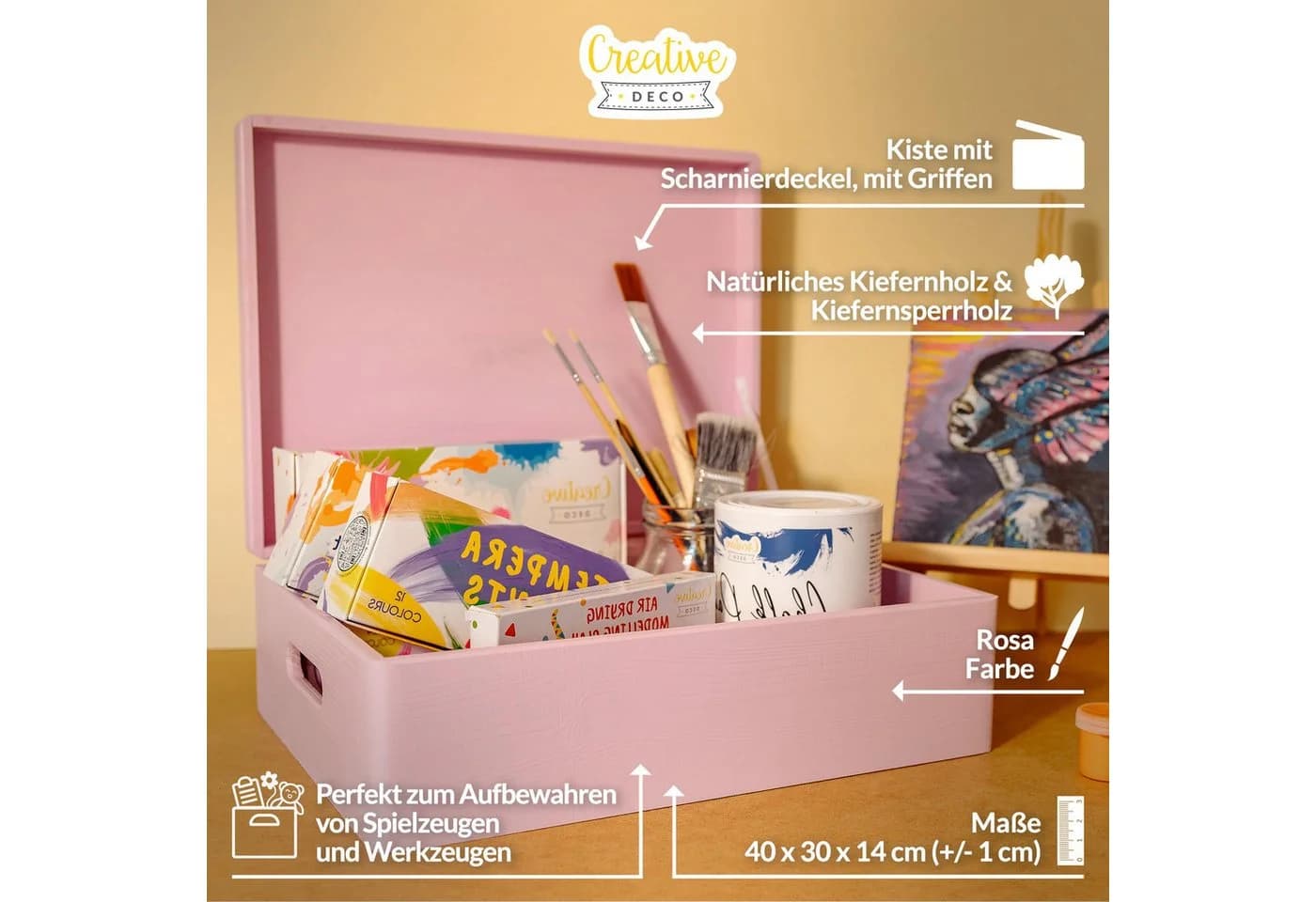 Creative Deco Aufbewahrungsbox Rosa mit Deckel - Bild 4