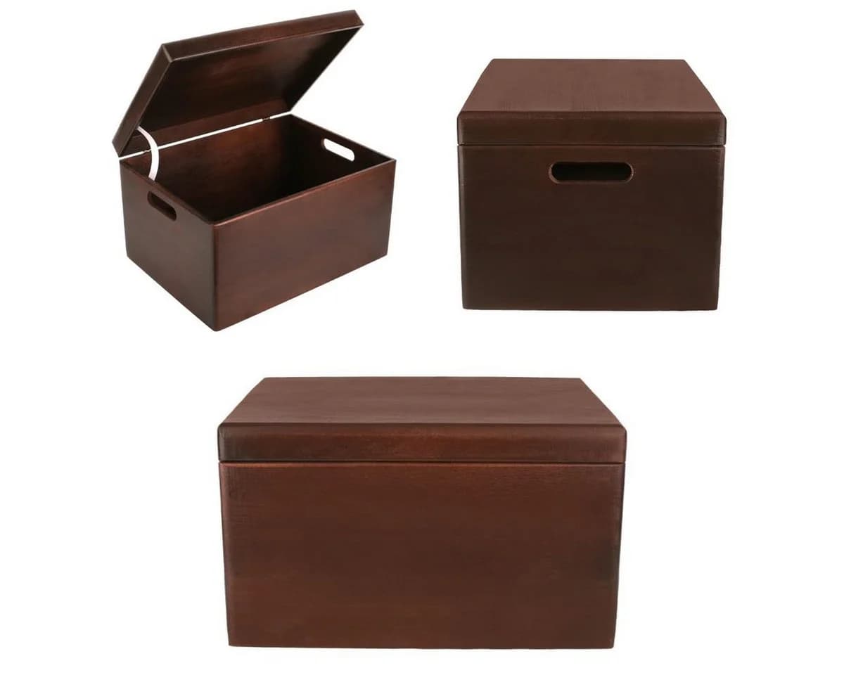Creative Deco Holzkiste XXL Braun mit Griffen und Scharnieren - Bild 5