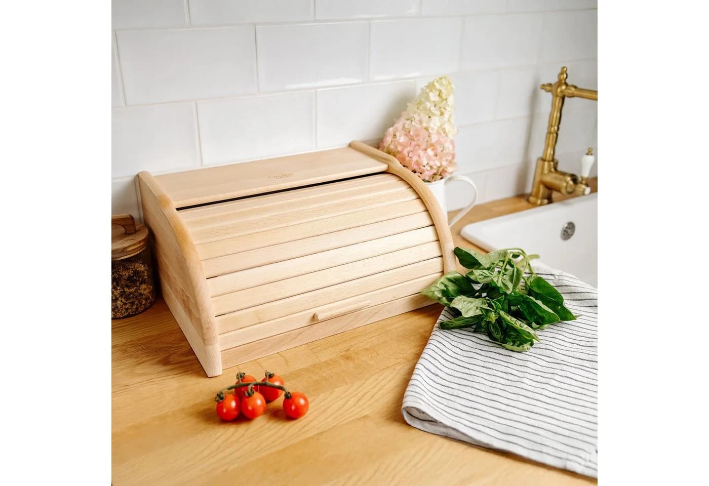 Creative Home Brotkasten Holz mit Rolldeckel