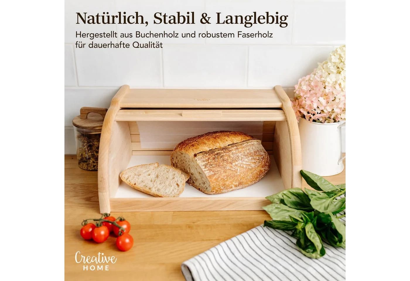Creative Home Brotkasten Holz mit Rolldeckel - Bild 4