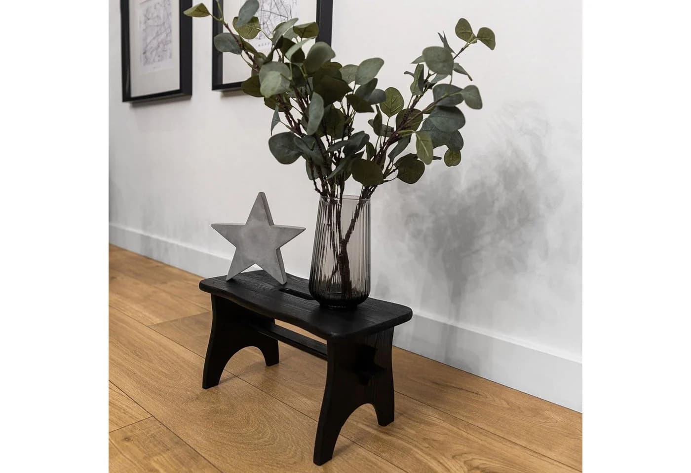 Creative Deco Fußhocker Schwarz Kiefernholz Tritthocker