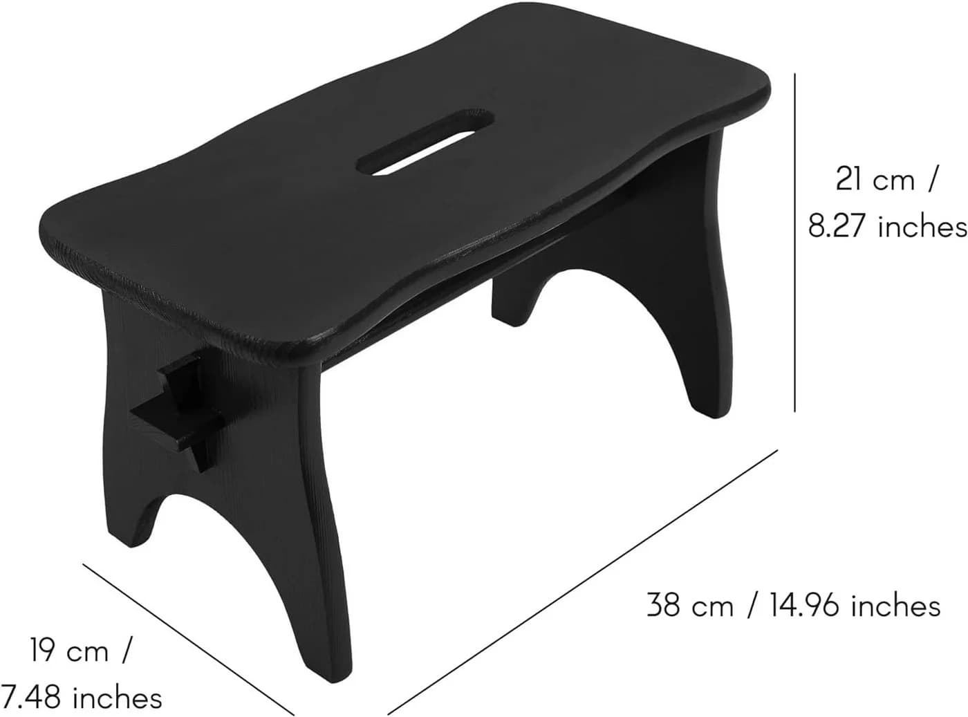 Creative Deco Fußhocker Schwarz Kiefernholz Tritthocker - Bild 3