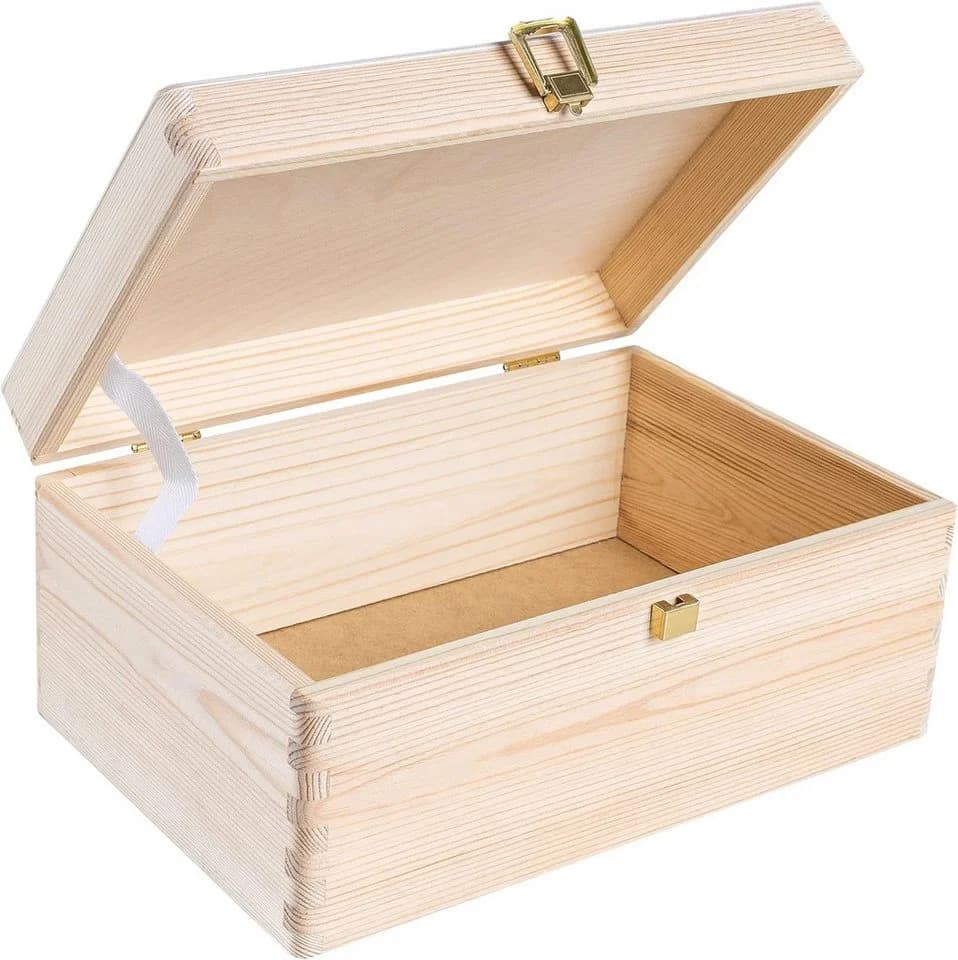 Creative Deco Holzkiste Natur mit Schloss - Bild 2