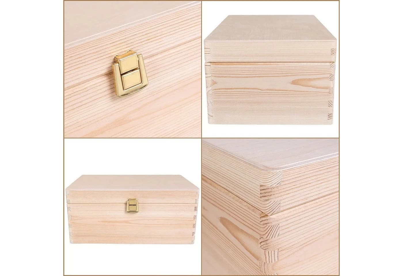 Creative Deco Holzkiste Natur mit Schloss - Bild 5
