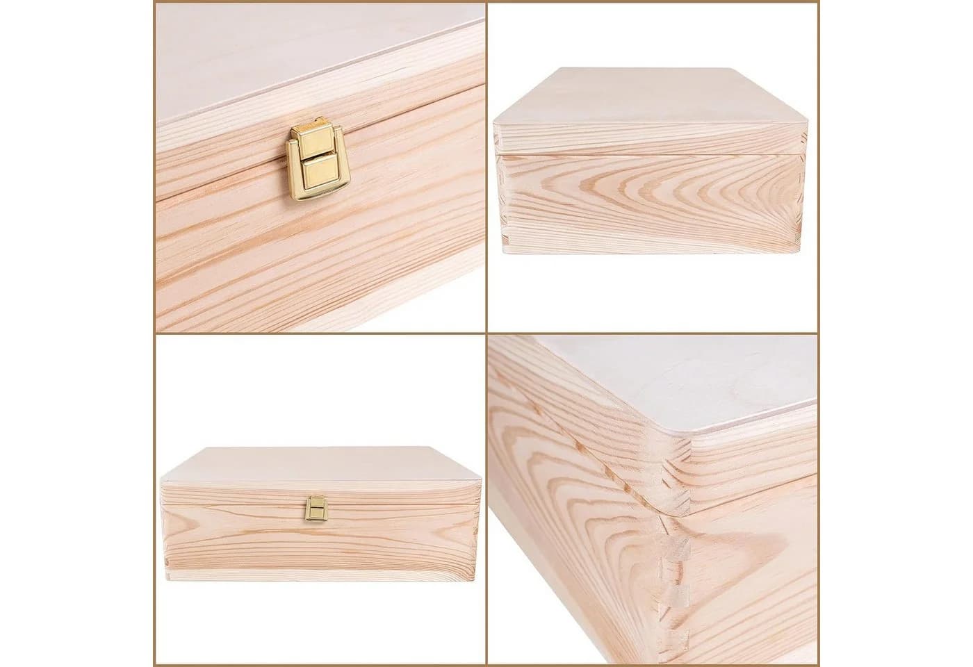 Creative Deco Holzkiste Natur mit Deckel und Schloss - Bild 5