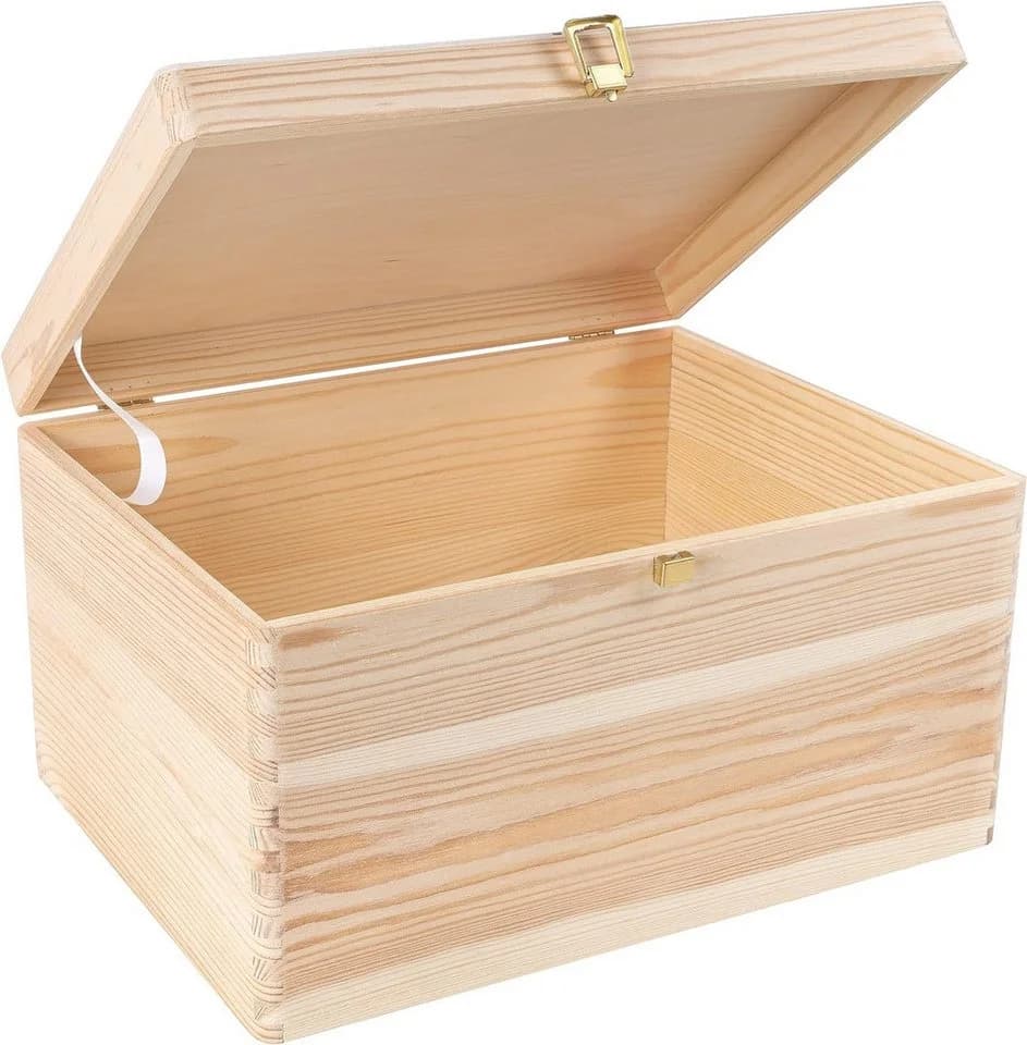 Creative Deco Holzkiste Natur mit Schloss & Deckel - Bild 2
