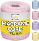 Creative Deco Makramee Garn 2-3 mm Baumwoll Polyester Baumwollkordel Baumwollschnur Nähgarn, 200 m, Pastellrosa Bild 2