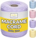 Creative Deco Makramee Garn 2-3 mm Baumwoll Polyester 200 m Pastellila Bild 2