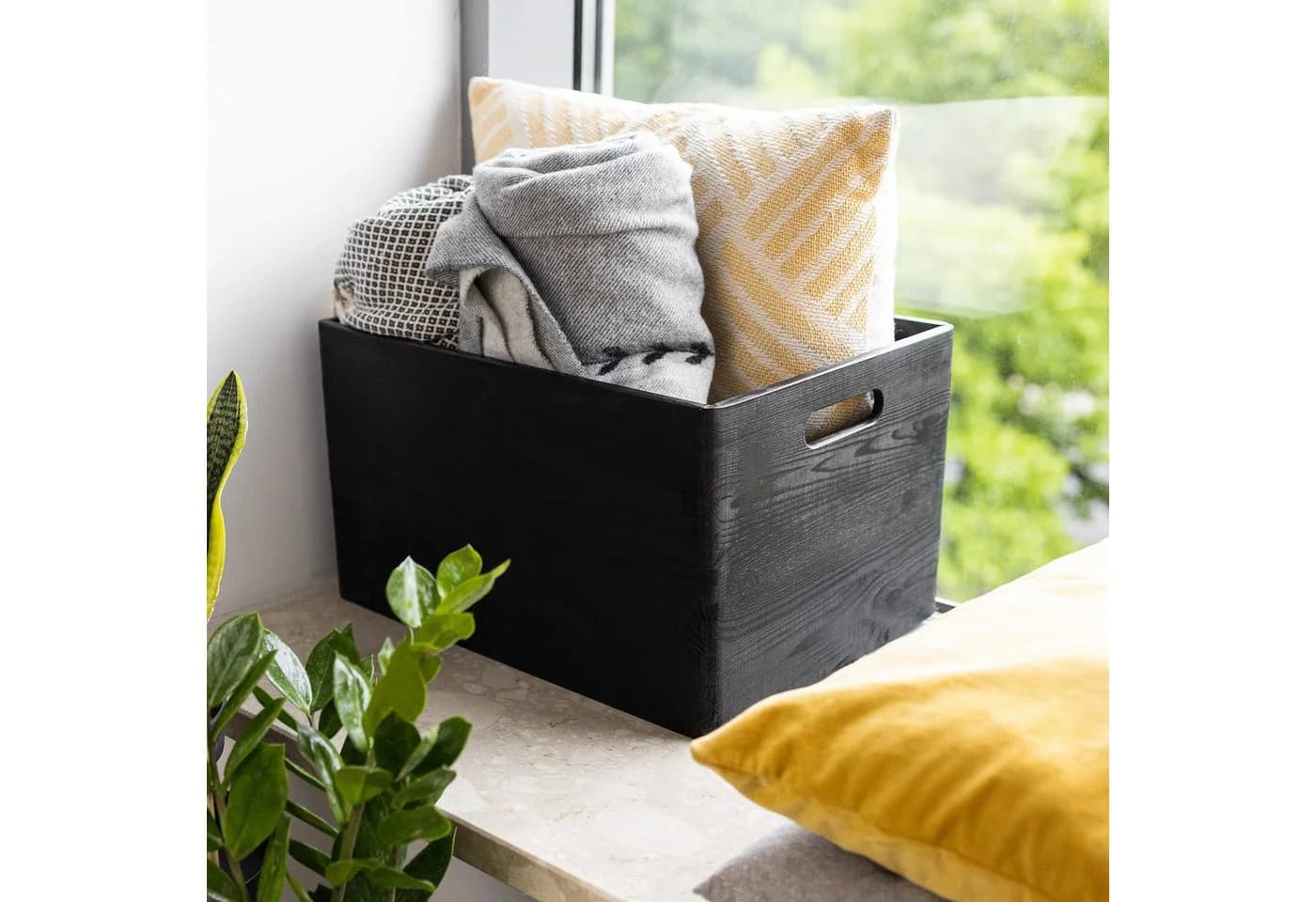 Creative Deco Aufbewahrungsbox Obstkiste Korb Schwarz mit Griffen - Bild 3