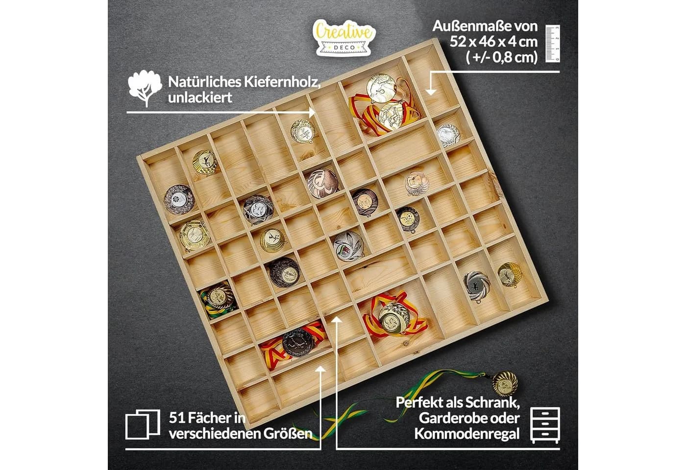 Creative Deco Schubladenbox Holz 51 Fächer Natur - Bild 4