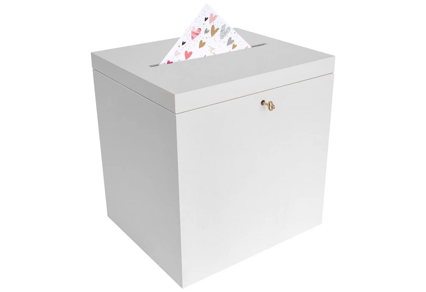 Creative Deco Dekokiste Kartenbox Hochzeit Weiß Mit Schloss - Bild 2