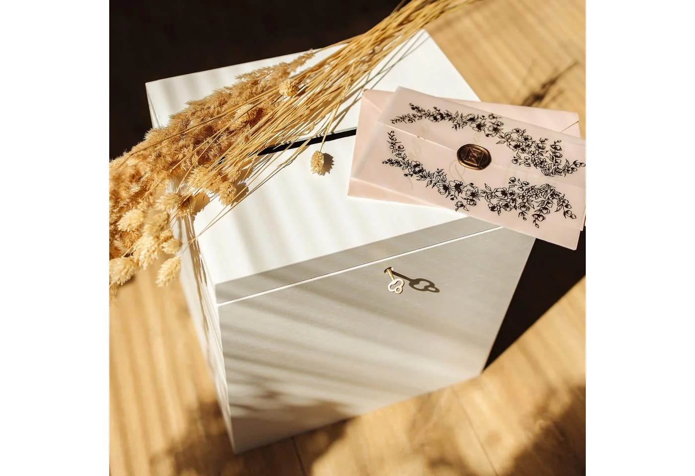 Creative Deco Dekokiste Kartenbox Hochzeit Weiß Mit Schloss - Bild 5