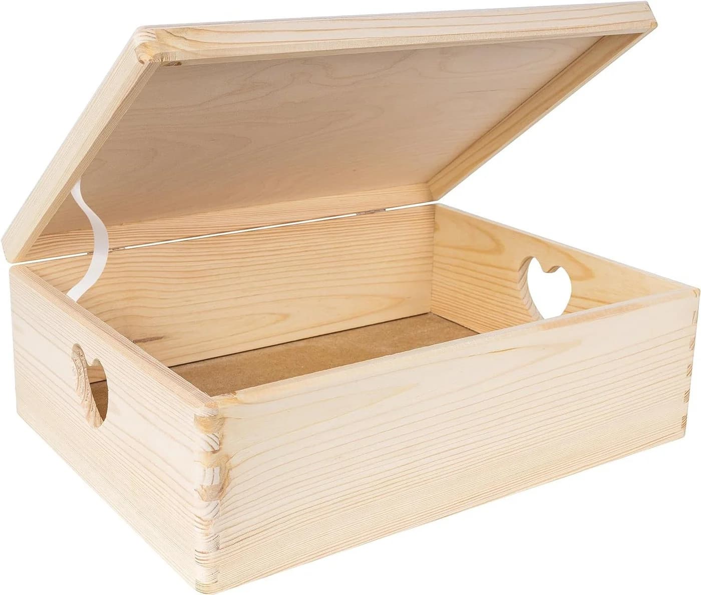 Creative Deco Aufbewahrungsbox Holzkiste mit Deckel und herzförmigen Griffen - Bild 2