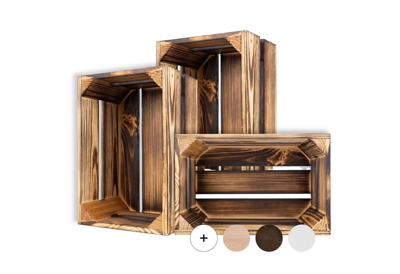 Creative Deco Holzkiste Deko Geflammt Braun - Bild 2