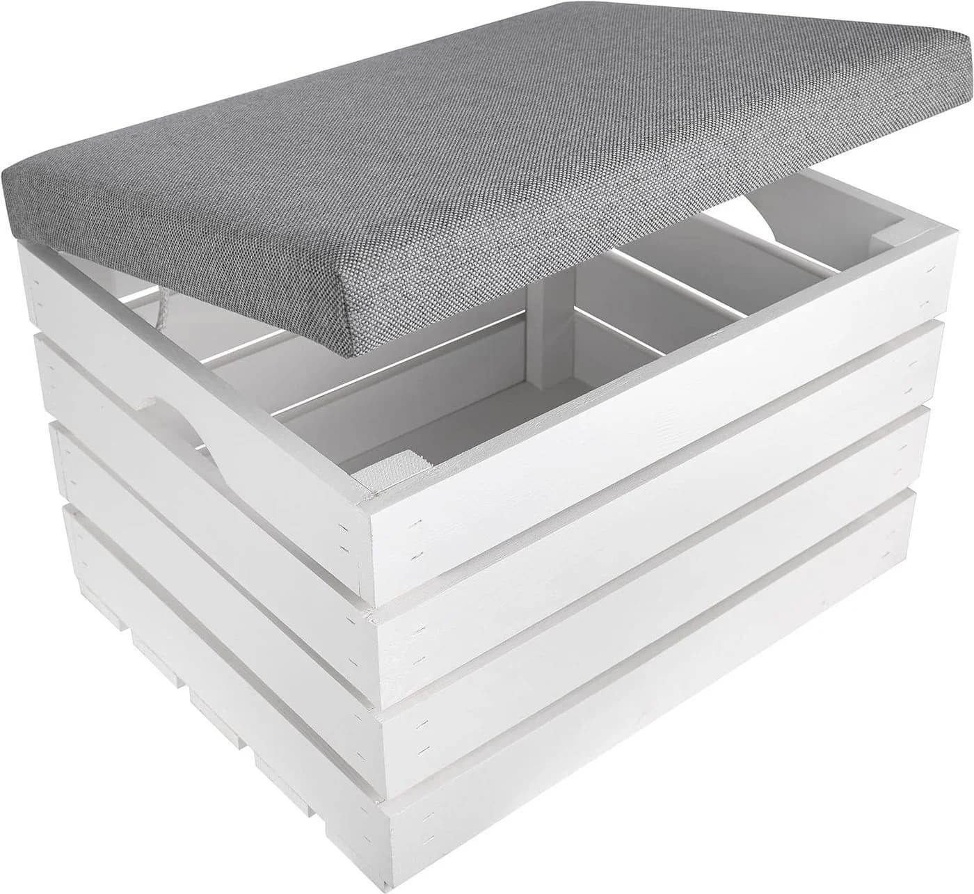 Creative Deco Sitzhocker mit Stauraum Weiß/Grau - Bild 2