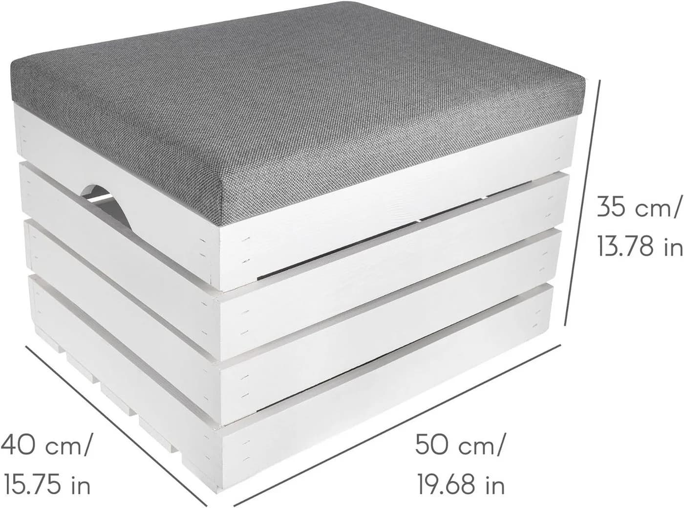 Creative Deco Sitzhocker mit Stauraum Weiß/Grau - Bild 3