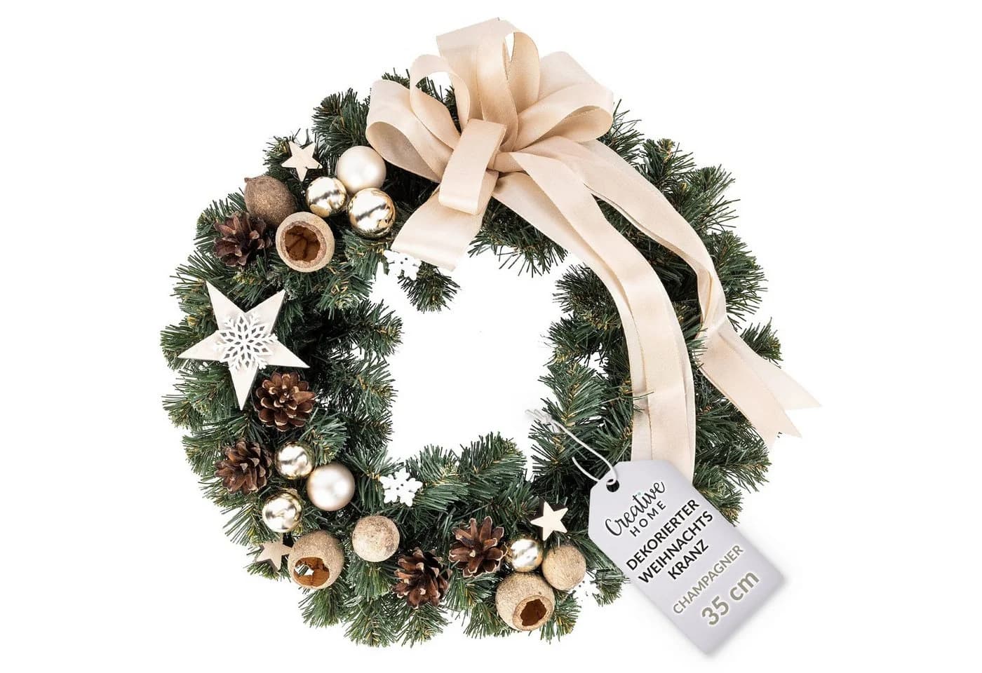 Creative Home Kunstkranz Weihnachtskranz Türkranz Beige