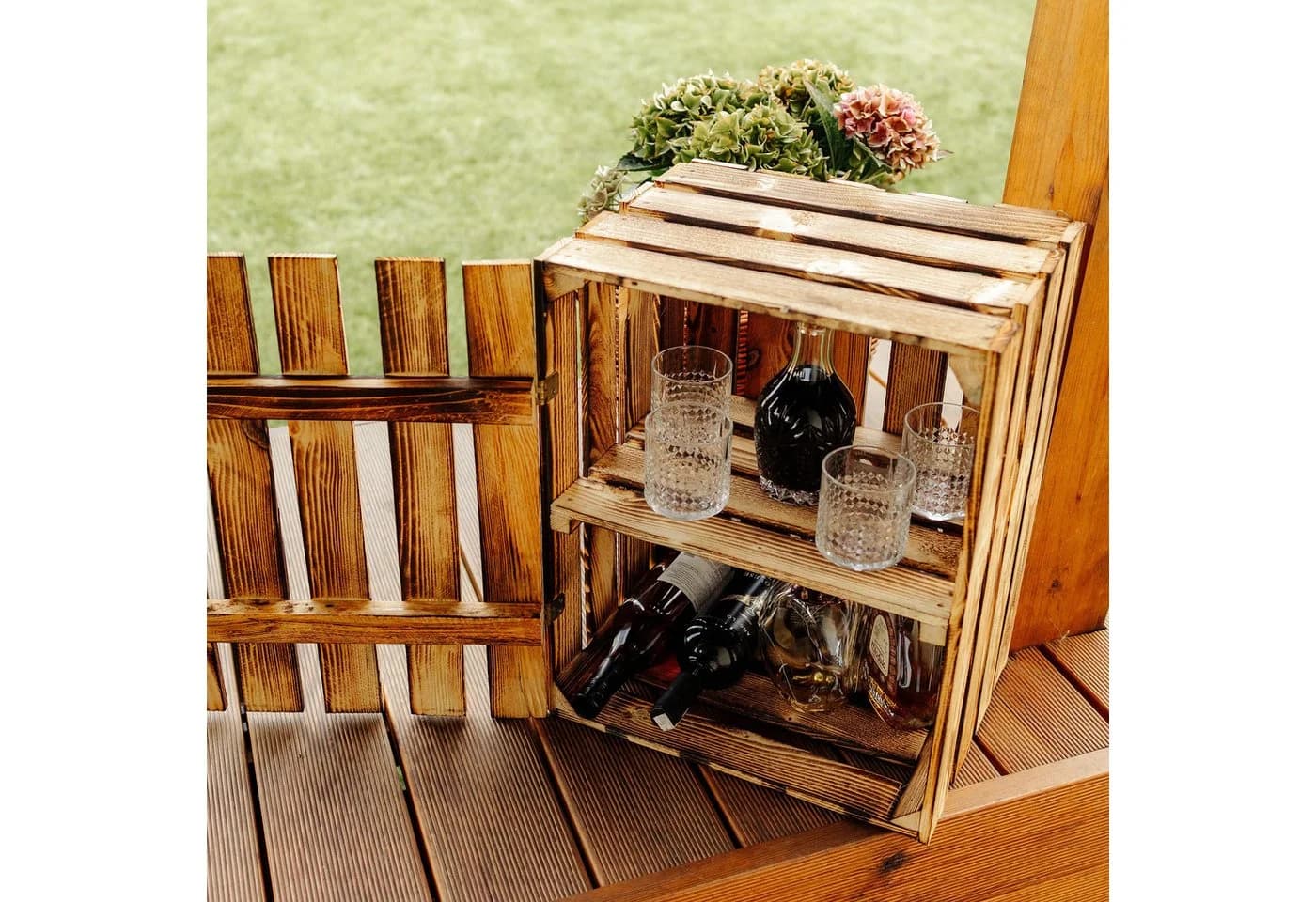 Creative Deco Vintage Holzkiste mit Deckel & Regal
