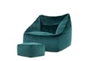 icon Sitzsack Riesen Sessel „Natalia“ mit Hocker Blaugrün Samt Bild 2