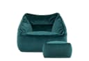 icon Sitzsack Riesen Sessel „Natalia“ mit Hocker Blaugrün Samt Bild 4