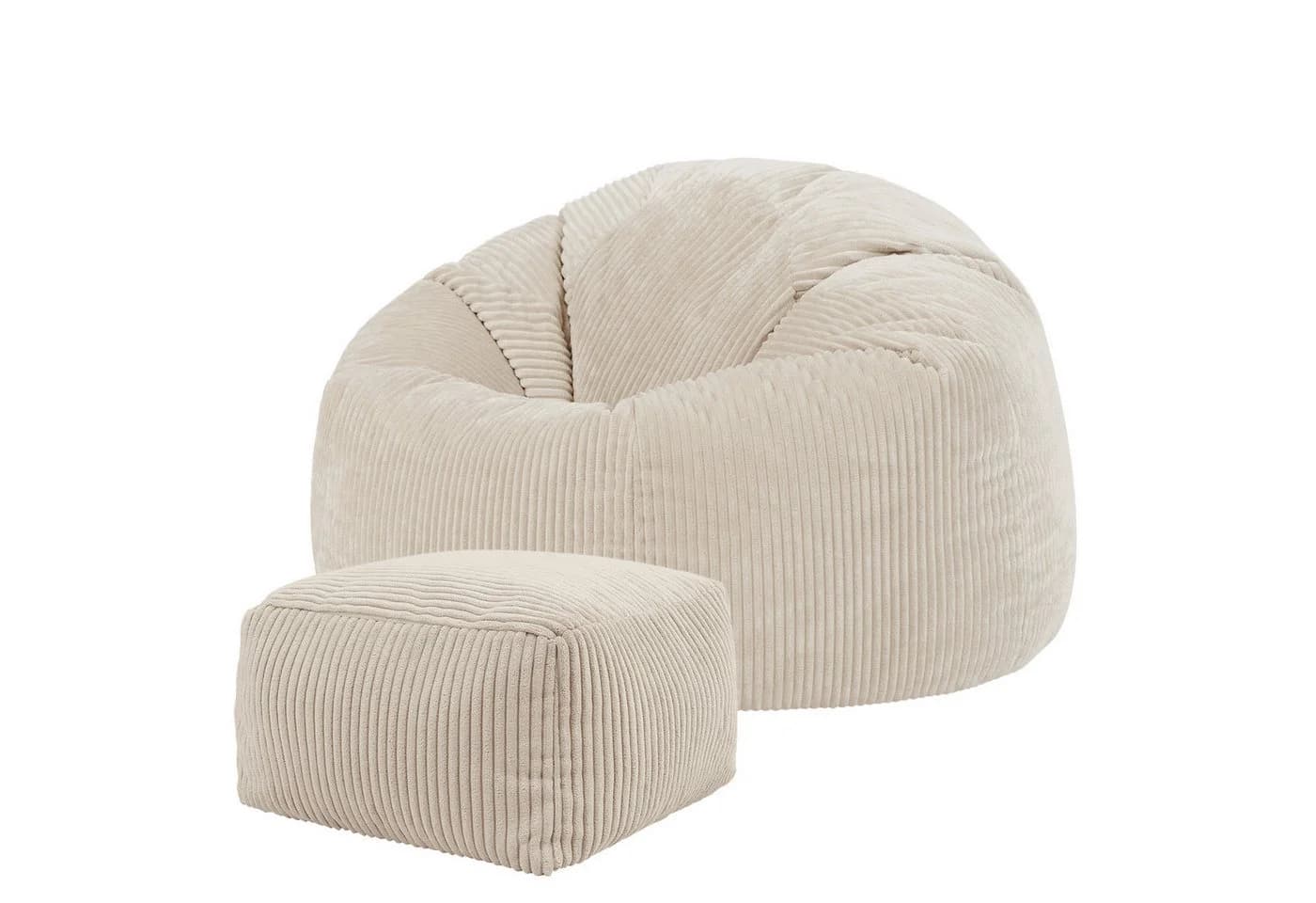 Icon Kingston Sitzsack Cord Beige mit Hocker Made in Germany - Bild 2
