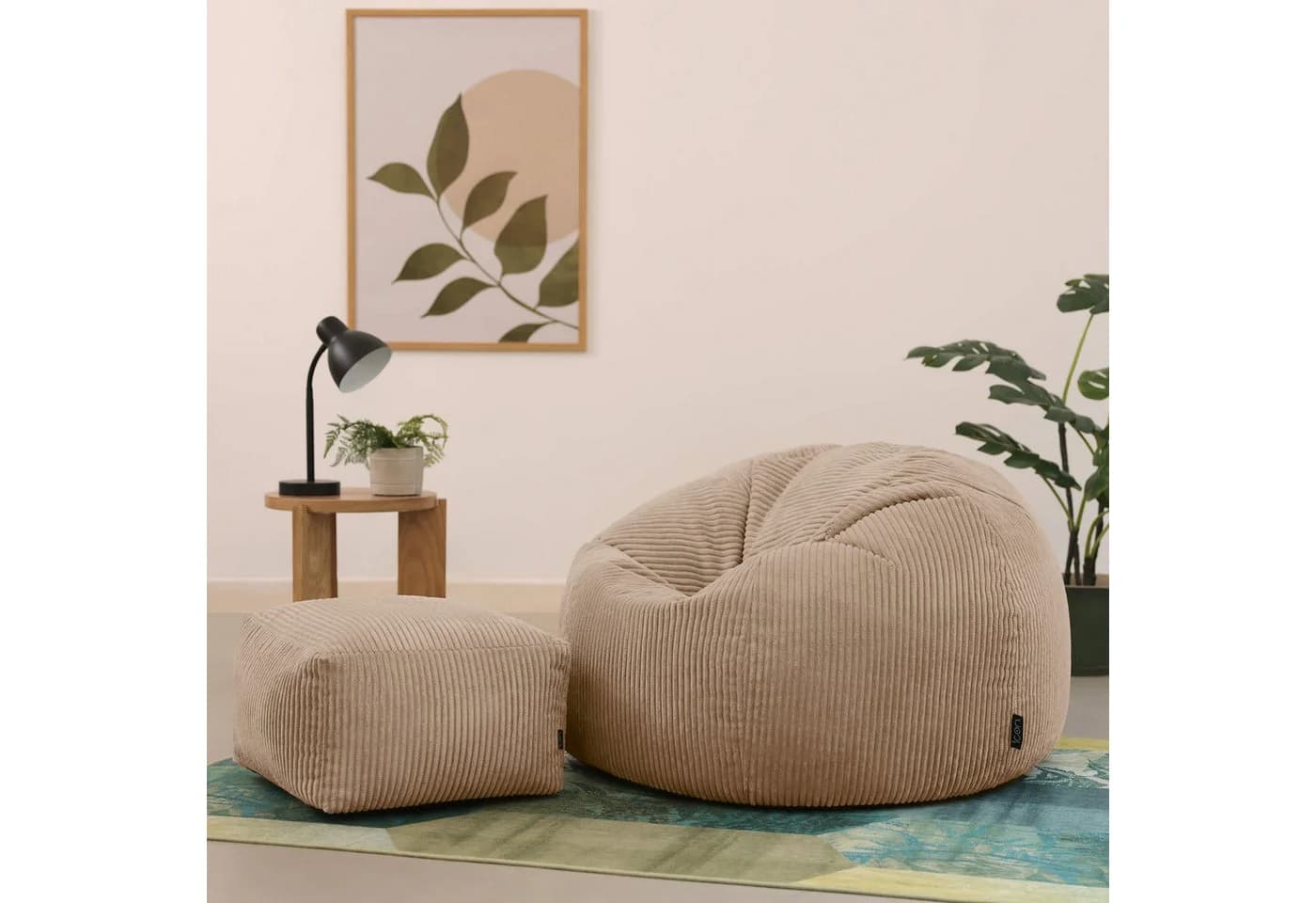 Icon Kingston Sitzsack Cord Beige mit Hocker Made in Germany - Bild 3