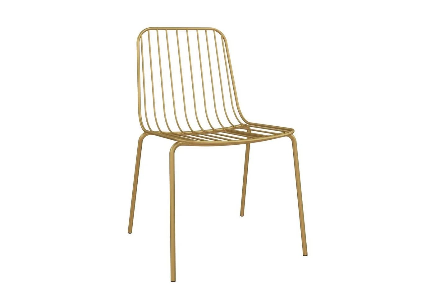 loft24 Esszimmerstuhl Caden 2er Set Gold Retro Metallstuhl - Bild 5