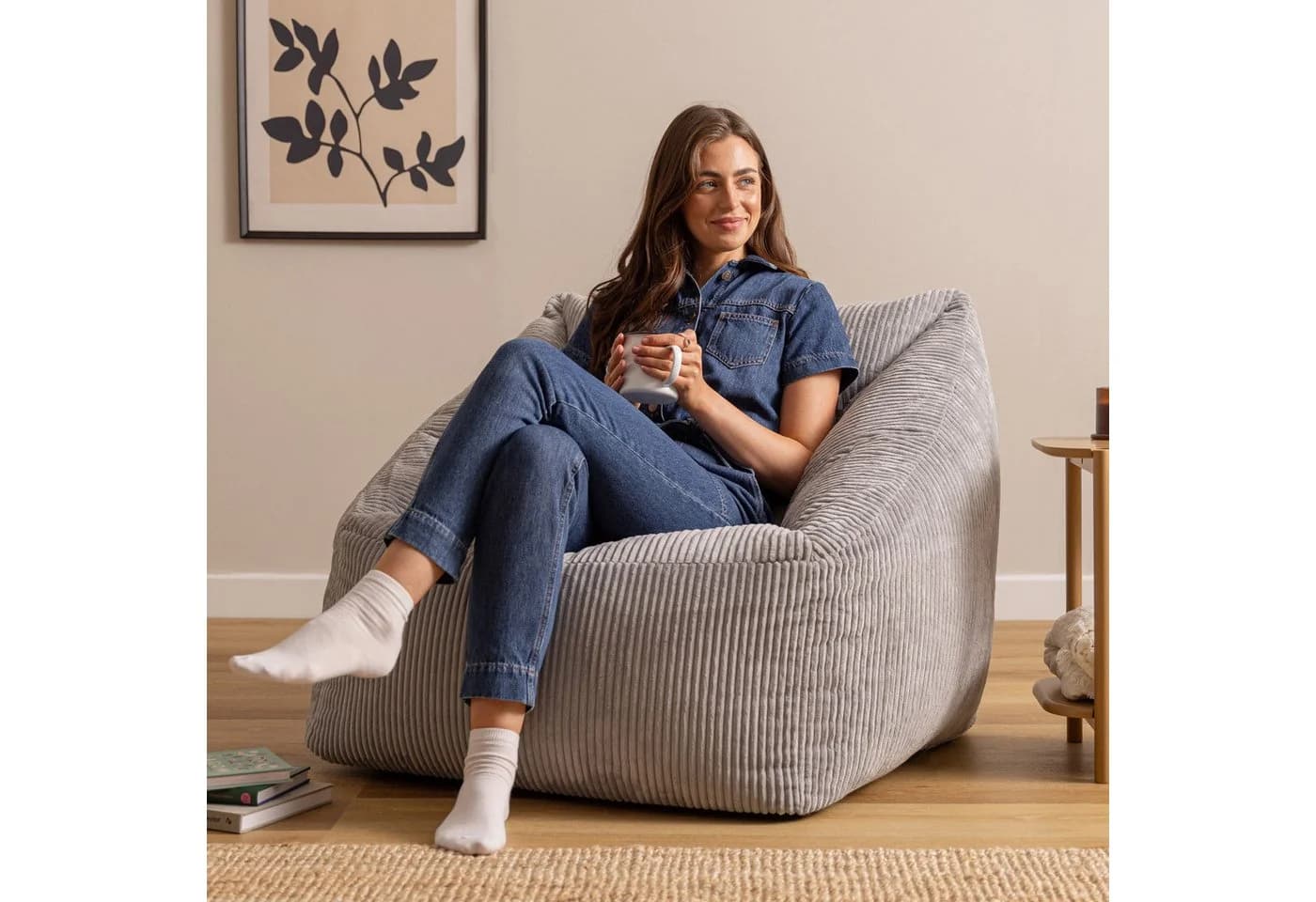 Flauschiger Cord Sitzsack Sessel XXL  für Erwachsene & Kinder