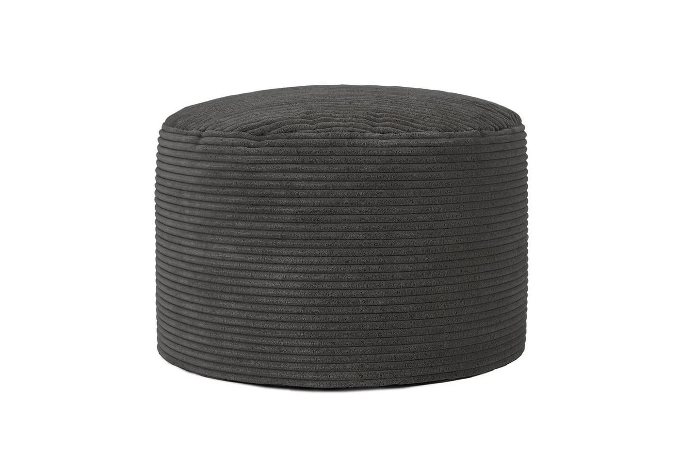 icon Pouf XL aus Cord „Milano“ Grau mit Füllung - Bild 2