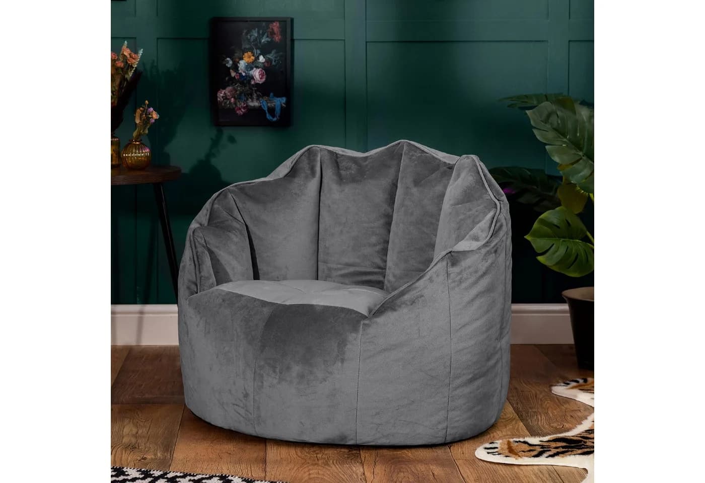 ICON Sitzsack Sessel aus Samt „Sirena“ Grau XXL - Bild 3