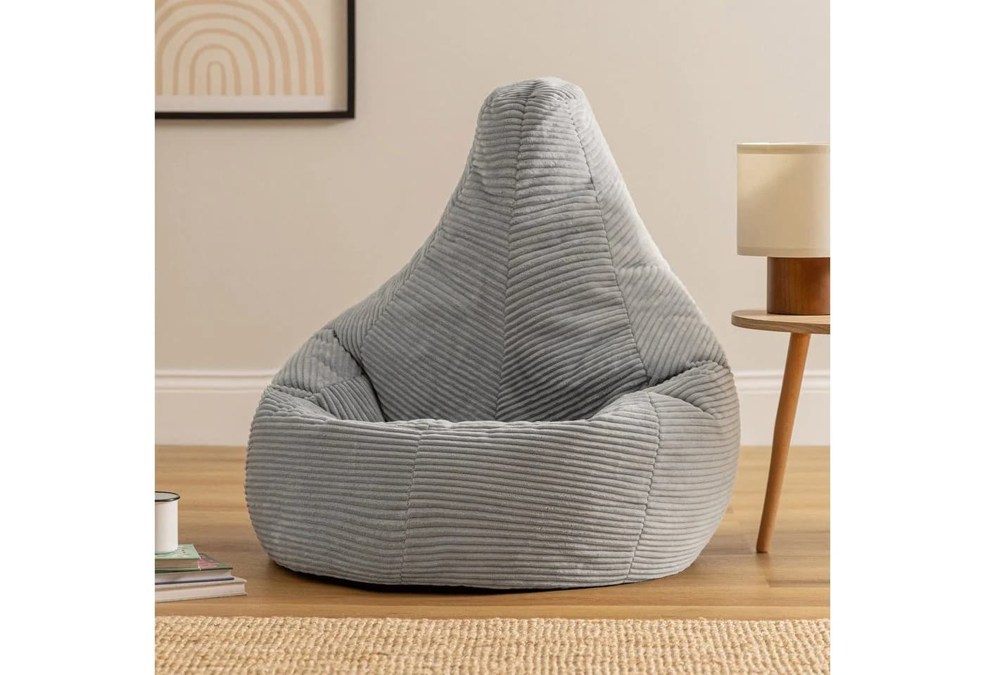 Icon Sitzsack Sessel Dalton mit Rückenlehne Cord Grau XXL Set - Bild 3