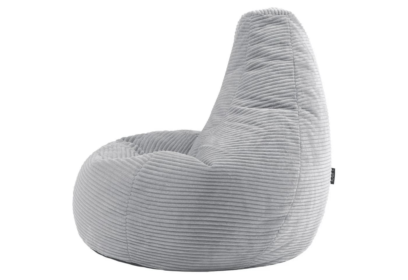 Icon Sitzsack Sessel Dalton mit Rückenlehne Cord Grau XXL Set - Bild 5