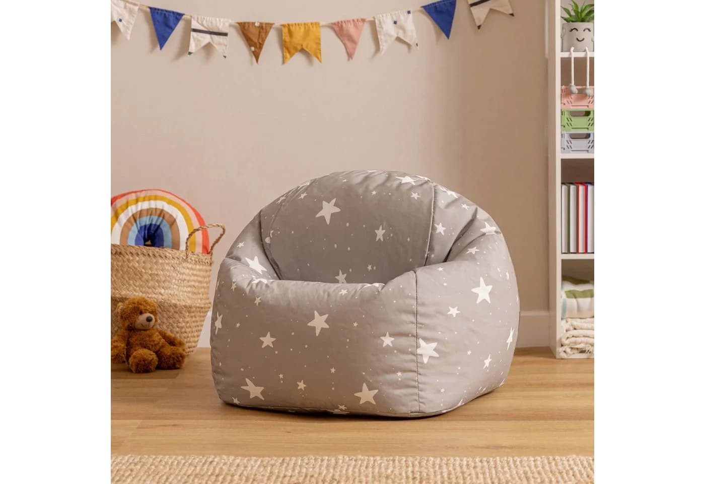 icon Sitzsack Kinder Grau Wetterfest mit Füllung - Bild 3