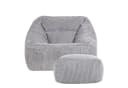 ICON Natalia Sitzsack Riesen Sessel Cord Grau mit Hocker XXL Bild 4