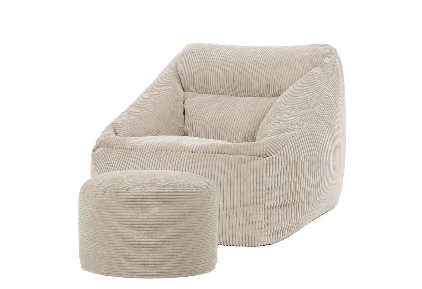 ICON Sitzsack XXL Cord Flauschig Natalia mit Sitzpouf - Bild 2