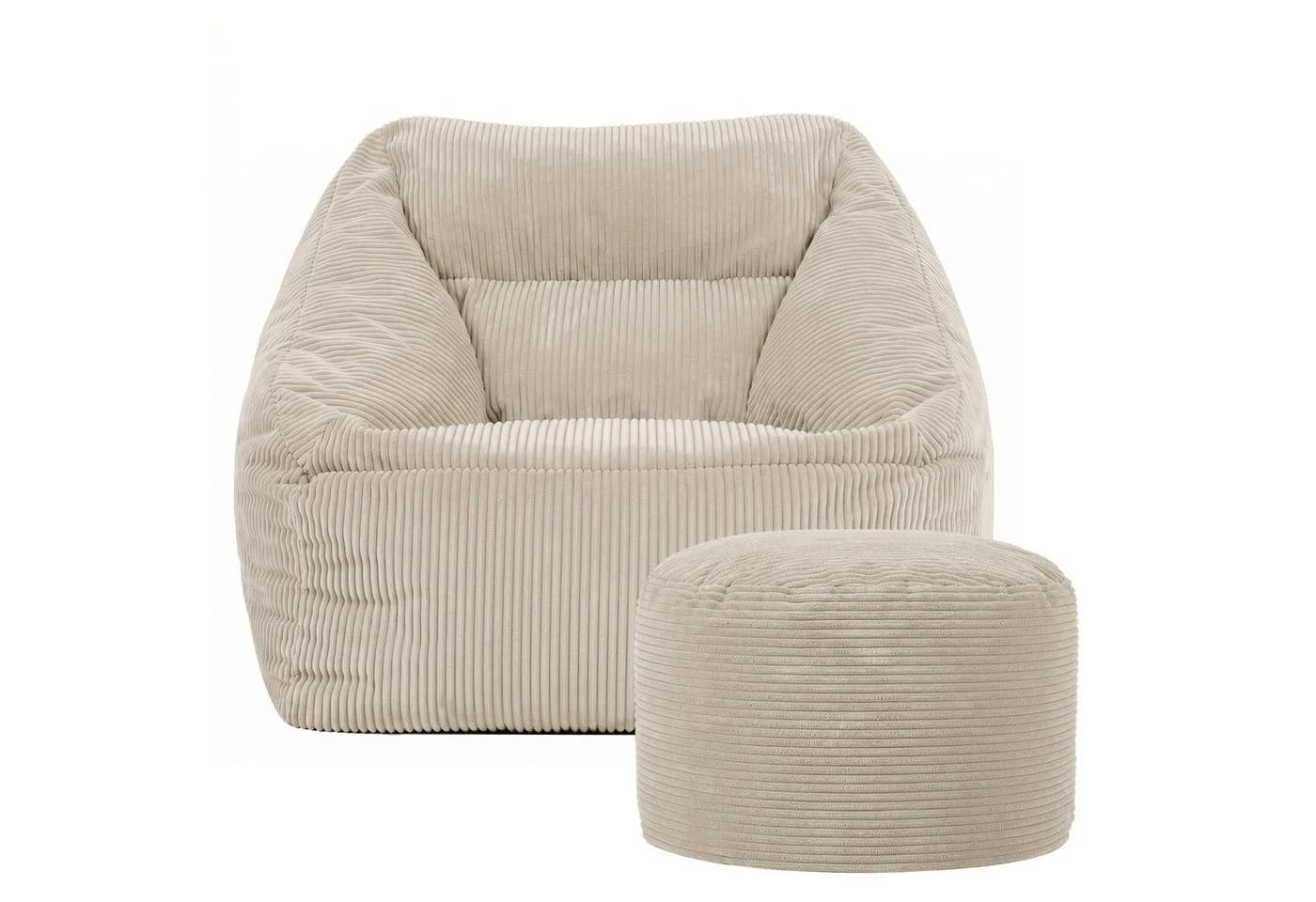 ICON Sitzsack XXL Cord Flauschig Natalia mit Sitzpouf - Bild 4