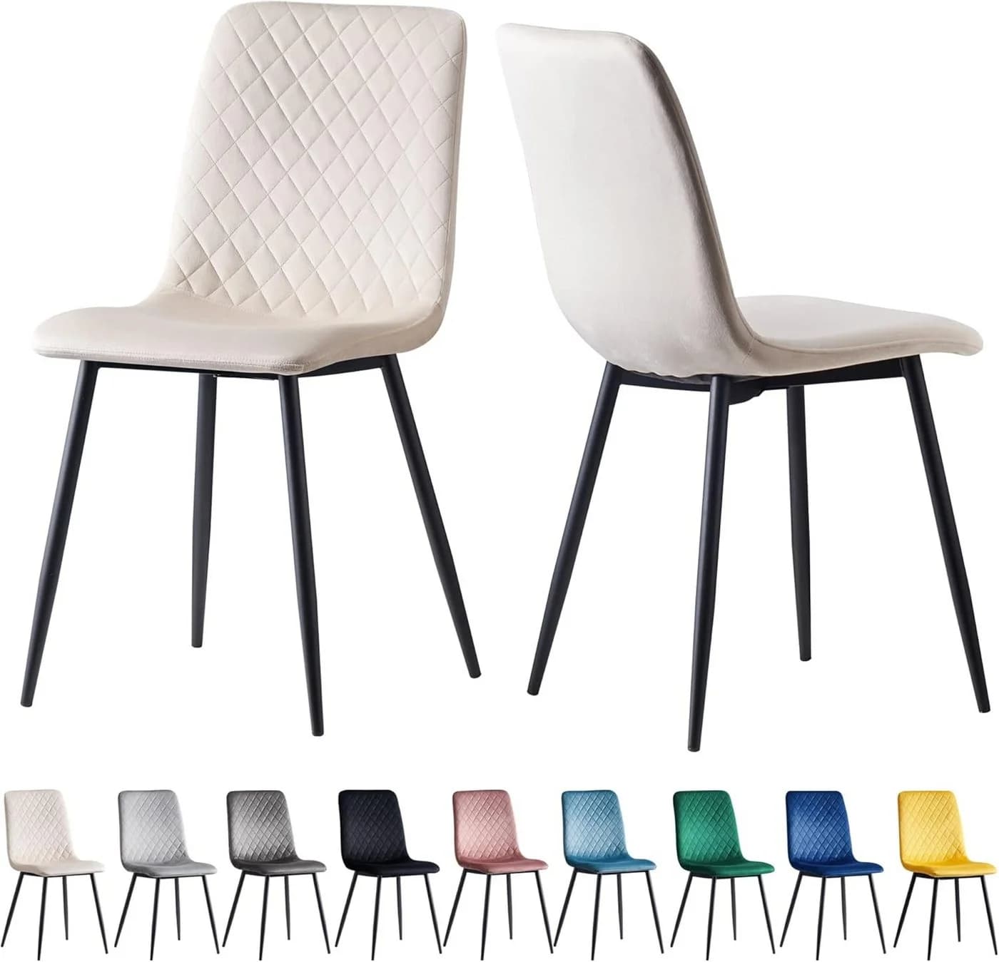 MCC direct Esszimmerstuhl Lexi Beige 2er Set Samt Metallbeine - Bild 2