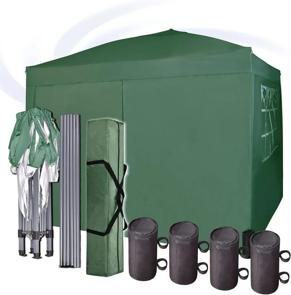 MCC direct Faltpavillon 3x3m mit Seitenelementen Grün - Bild 3