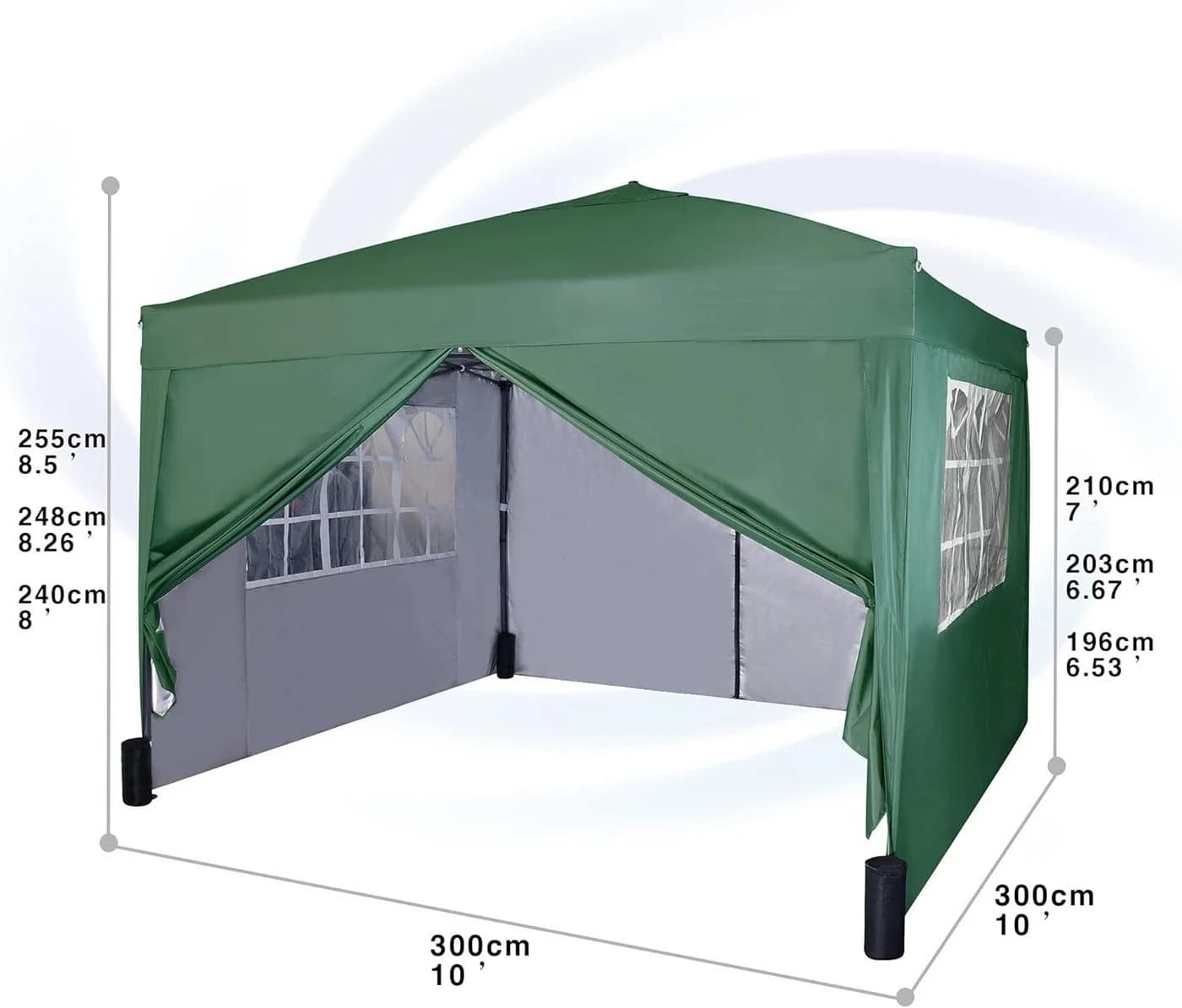 MCC direct Faltpavillon 3x3m mit Seitenelementen Grün - Bild 4