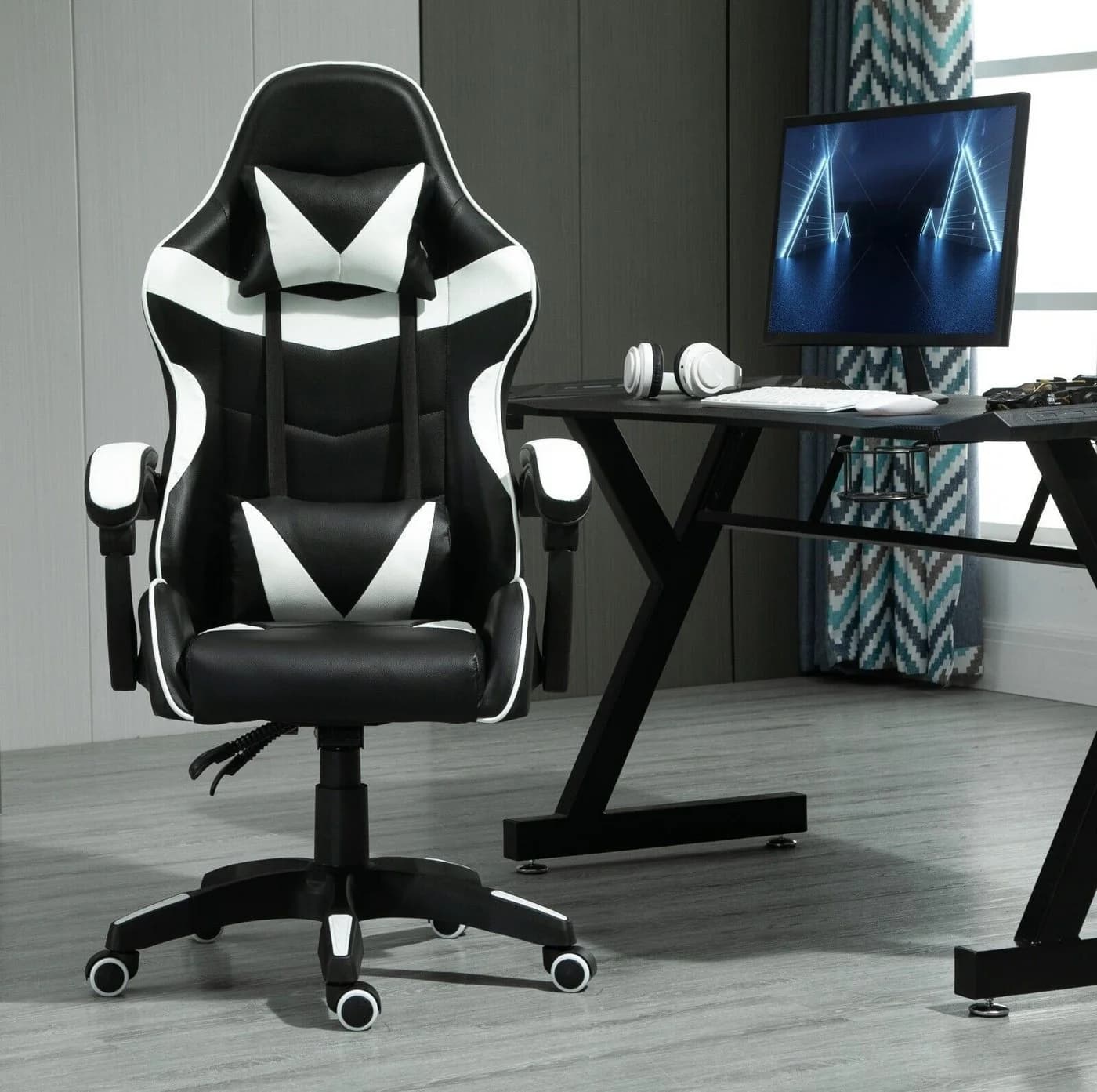 MCC direct Gaming-Stuhl Model A Weiß Ergonomisch mit Rollen