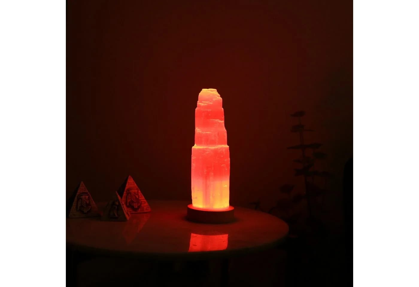 Heimtex Tischleuchte Selenit Kristall USB LED Farbwechsel Weiss - Bild 2