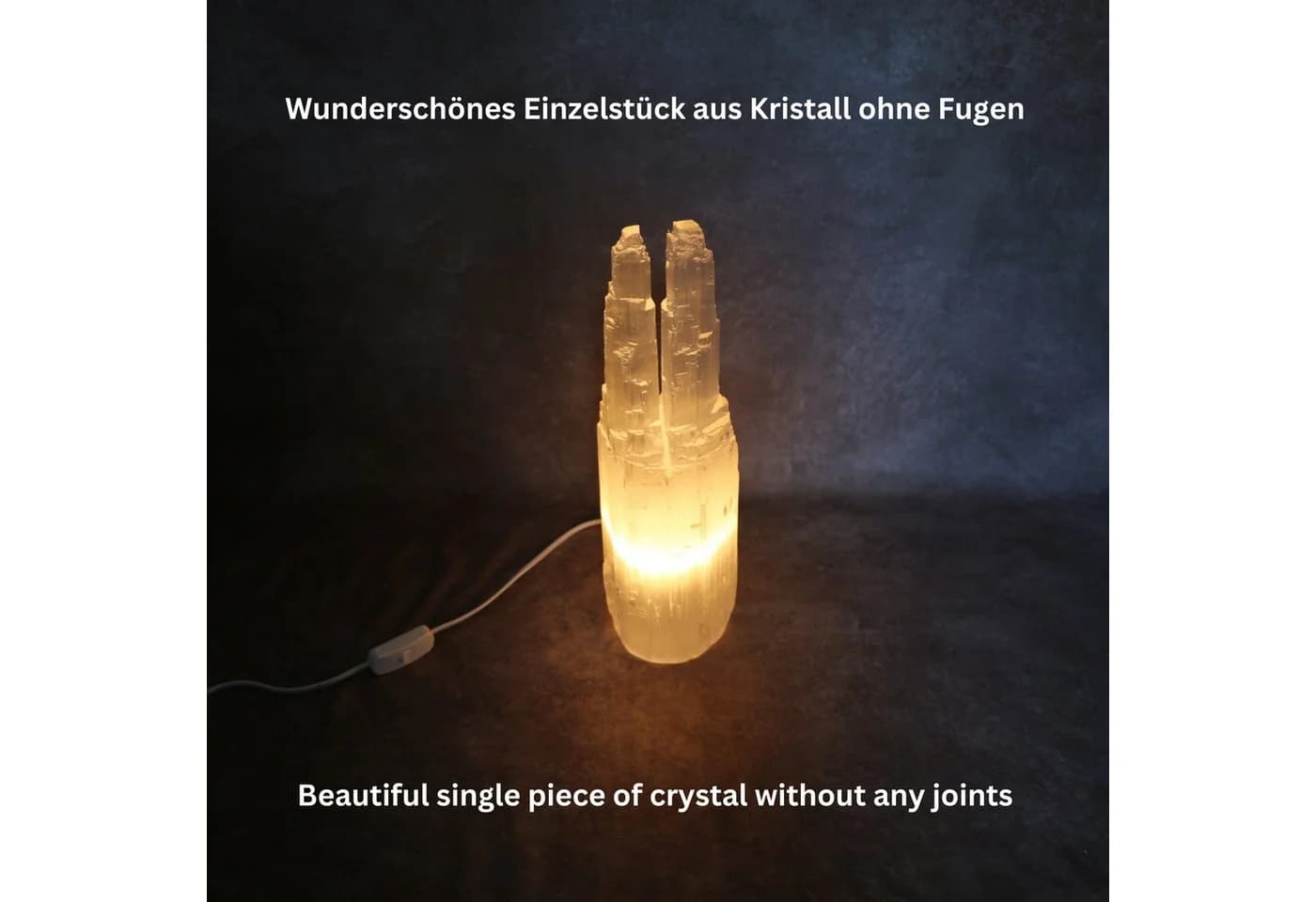 Heimtex Salzkristall-Tischlampe Selenit-Turm Lampenset Zwillings-Türme USB - Bild 5