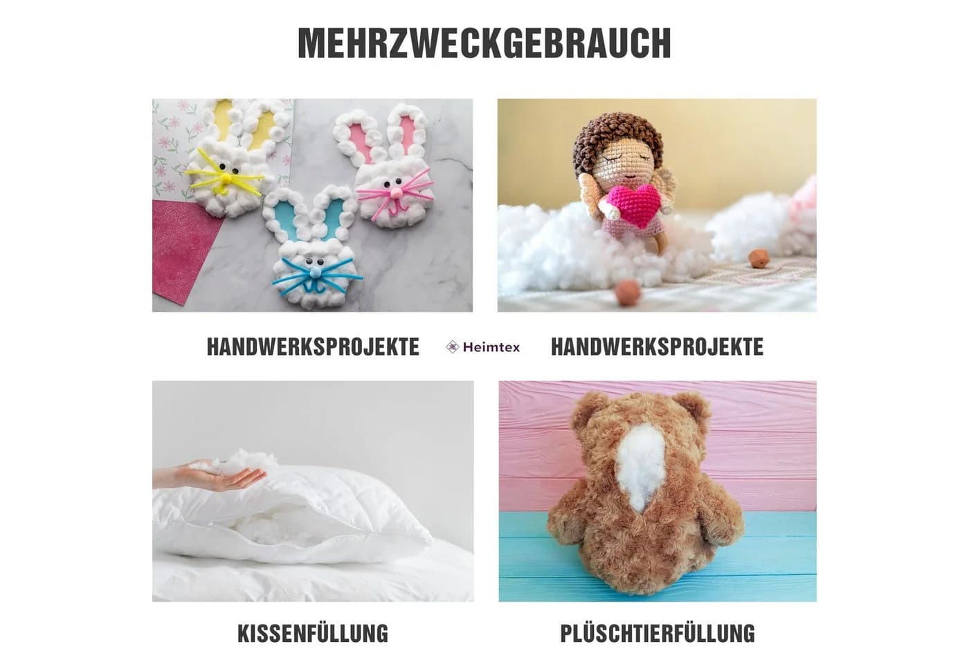 Heimtex Kissenfüllung 100% Hohlfaser – Weiche Füllwatte für Kissen & DIY - Bild 3